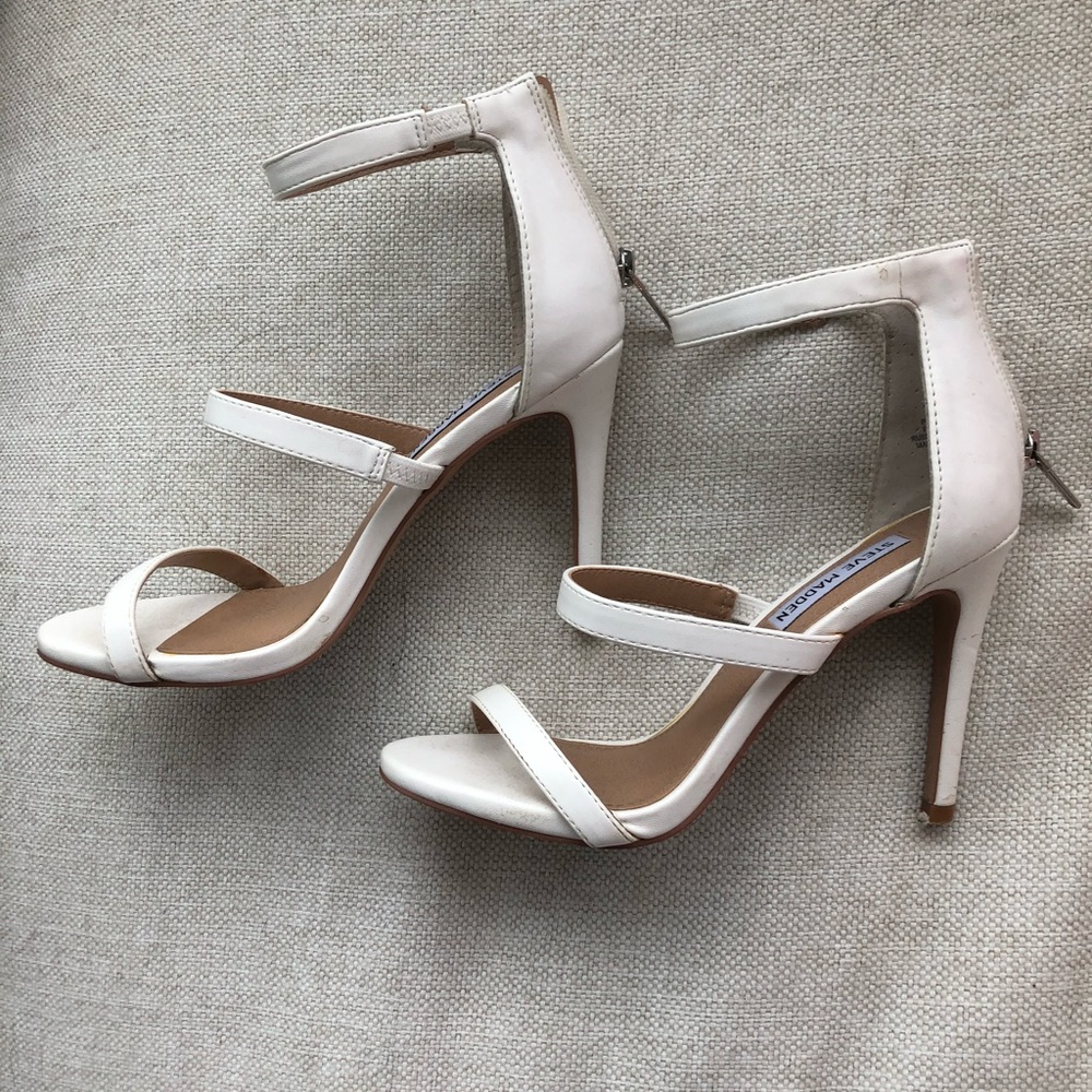 Steve Madden double strap white heel